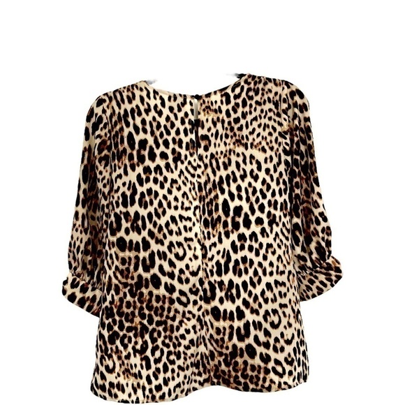 Worthington Women's Leopard Animal Print Lightweight Silky Blouse Top Size XS - Picture 5 of 7